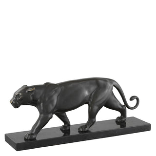 Panther bronze patina on marble base