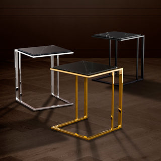 Side Table Cocktail bronze finish black marble