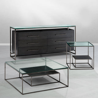 Dresser Durand charcoal oak veneer black nickel finish