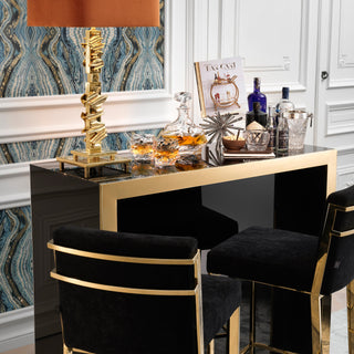 Bar Grimaldi gold finish black glass