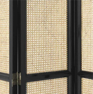Folding Screen Bahamas black finish natural cane