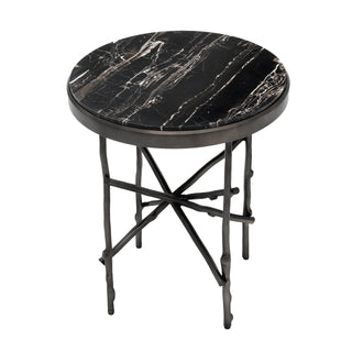 Side Table Tomasso bronze finish portoro marble