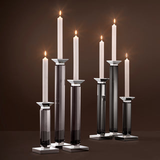 Candle Holder Livia nickel finish smoke crystal glass set of 3