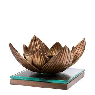 Tealight Holder Lotus vintage brass finish