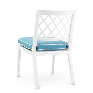 Outdoor Dining Chair Paladium white sunbrella mineral blue