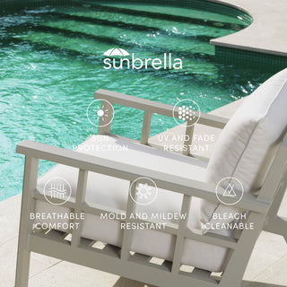 Outdoor Chair Ocean Club white sunbrella mineral blue