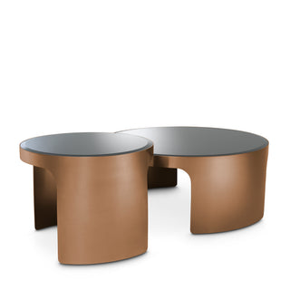 Coffee Table Piemonte brush copper finish set of 2