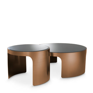 Coffee Table Piemonte brush copper finish set of 2