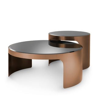 Coffee Table Piemonte brush copper finish set of 2