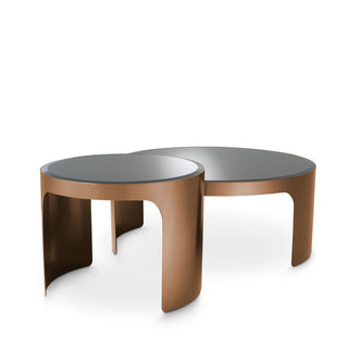 Coffee Table Piemonte brush copper finish set of 2