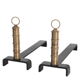 Andiron Vauxbons vintage brass finish set of 2