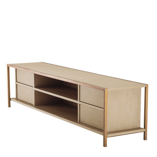 TV Cabinet Wilmot washed oak veneer brushed brass finish