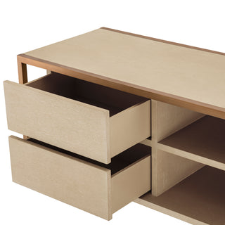 TV Cabinet Wilmot washed oak veneer brushed brass finish