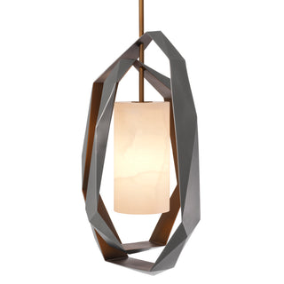 Chandelier Santos Double gunmetal finish incl alabaster