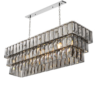 Chandelier Amazone rectangular incl smoke crystal glass
