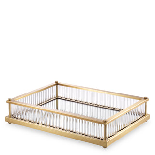 Tray Cora rectangular antique brass finish