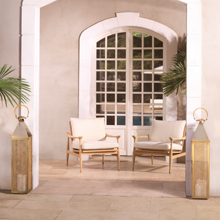 Outdoor Chair Manzo natural teak flores off-white incl cushions