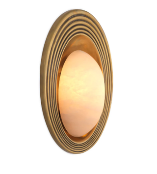 Wall Lamp Savono vintage brass finish alabaster