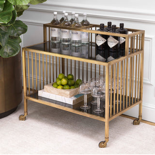 Trolley Rutherford vintage brass finish smoke glass