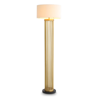 Floor Lamp Condo antique brass finish incl bouclé shade
