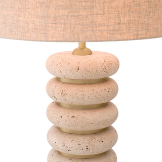 Table Lamp Baron travertine antique brass finish incl shade
