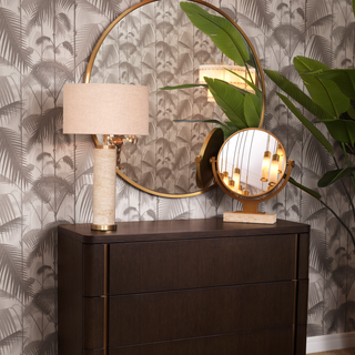 Table Mirror Briançon travertine antique brass finish