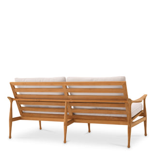 Outdoor Sofa Manzo natural teak flores off-white incl cushions