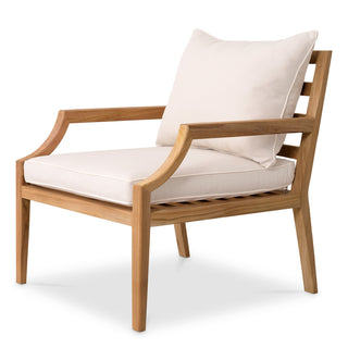 Outdoor Chair Hera natural teak flores off-white