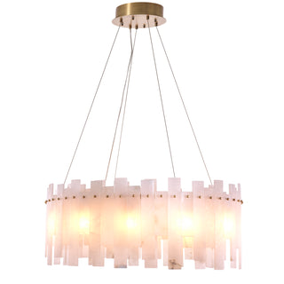 Chandelier Pizzorni antique brass finish alabaster