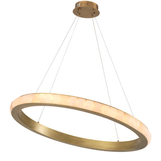 Chandelier Cabildo antique brass finish alabaster