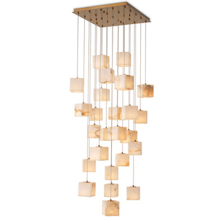 Chandelier Duboce antique brass finish alabaster
