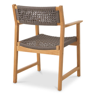 Outdoor Dining Chair Cancun natural teak faux rattan set of 2