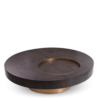 Coffee Table Otus round mocha oak veneer brushed brass finish