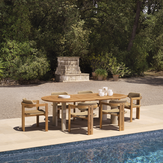 Outdoor Dining Chair Donato natural teak faux rattan