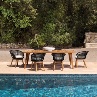 Outdoor Dining Chair Trinity black weave flores off-white