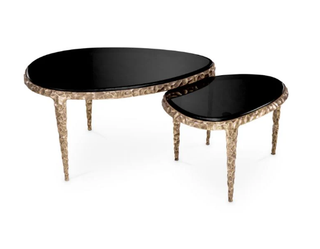 Side Table Livana vintage brass finish set of 2