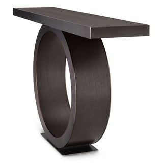 Console Table Odis mocha oak veneer bronze finish