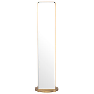 Floor Mirror Novo with coatrack brushed brass finish