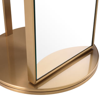 Floor Mirror Novo with coatrack brushed brass finish