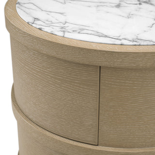 Nightstand Cabana round washed oak veneer