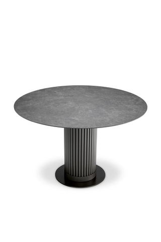 Outdoor Dining Table Volterra Round bronze finish grey ceramic
