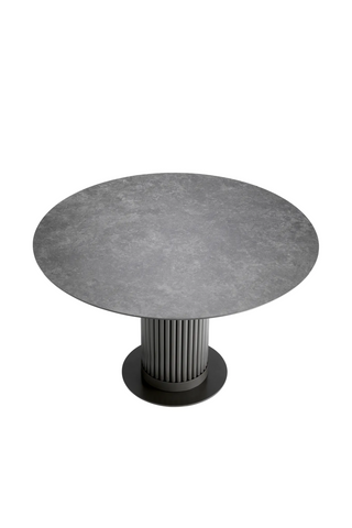Outdoor Dining Table Volterra Round bronze finish grey ceramic