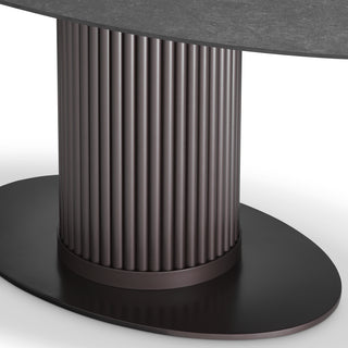 Outdoor Dining Table Volterra Oval bronze finish grey ceramic