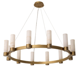 Chandelier Castro antique brass finish alabaster