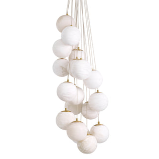 Chandelier Sphinx L antique brass finish alabaster