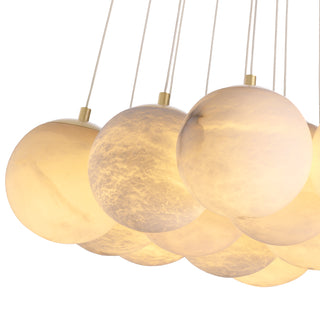 Chandelier Sphinx L antique brass finish alabaster