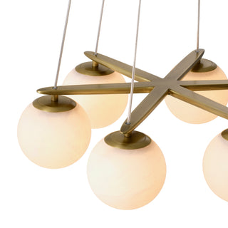 Chandelier Morro alabaster antique brass finish