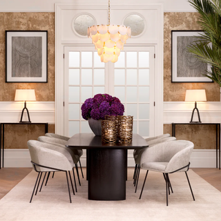 Chandelier Clementina antique brass finish alabaster