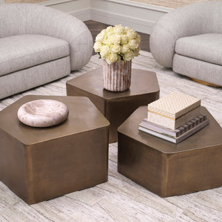 Coffee Table Veenazza vintage brass finish set of 3