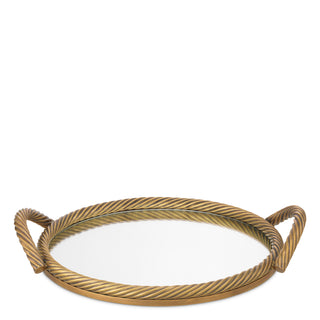 Tray Salvi Round vintage brass finish
